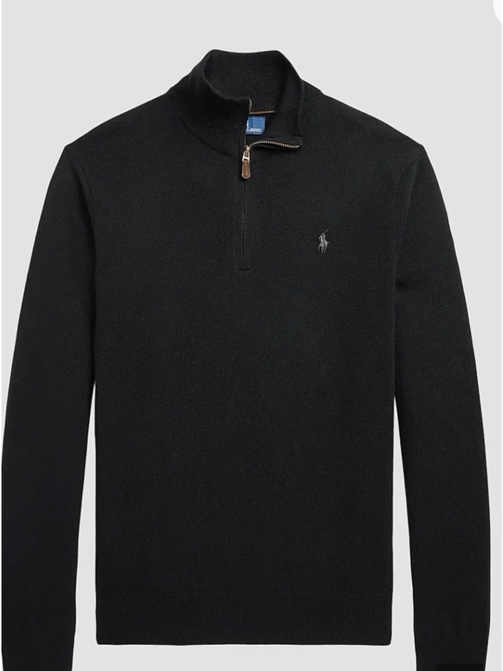 Polo by Ralph Lauren Black Quarter-Zip 100% cotton Sweater long sleeve